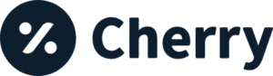 Dark blue logo with a percent sign inside a solid circle, followed by the word "Cherry" in bold, modern font on a light background.